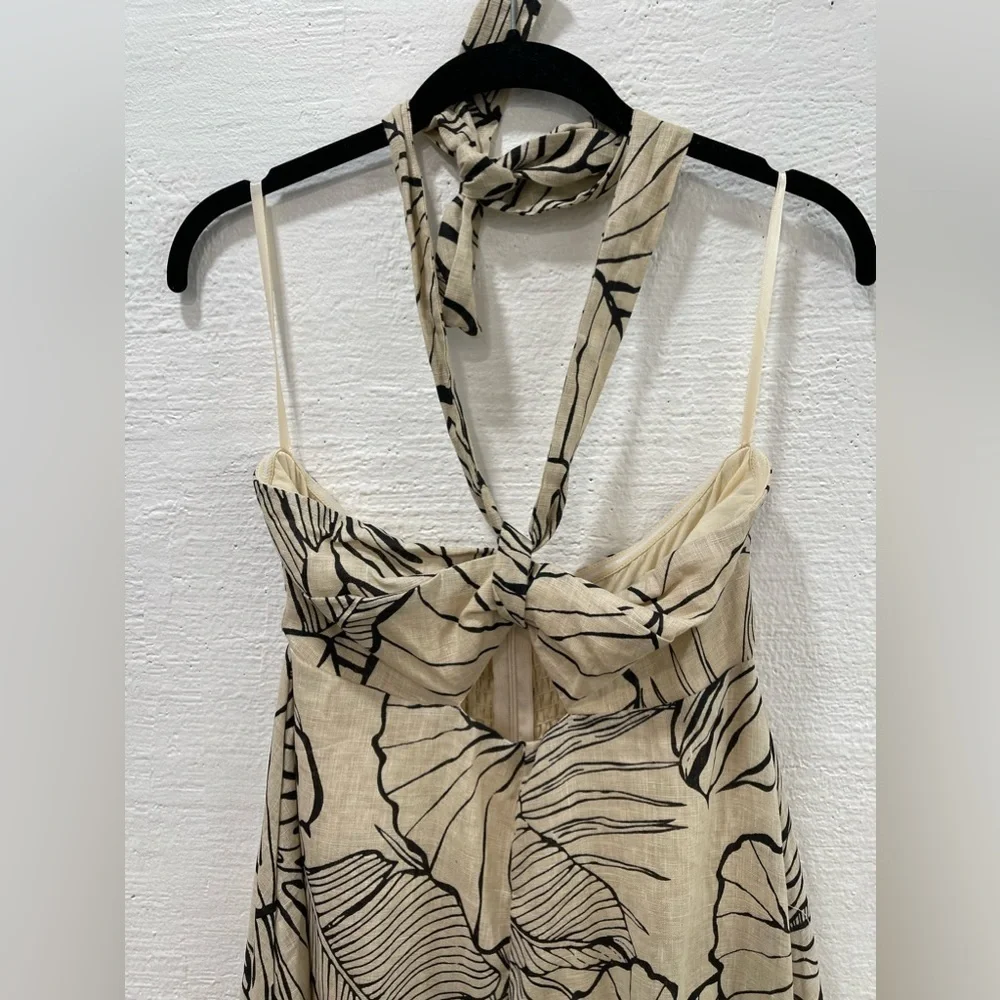Dissh Malta Palm Linen Halter Maxi Dress - Picture 3 of 6